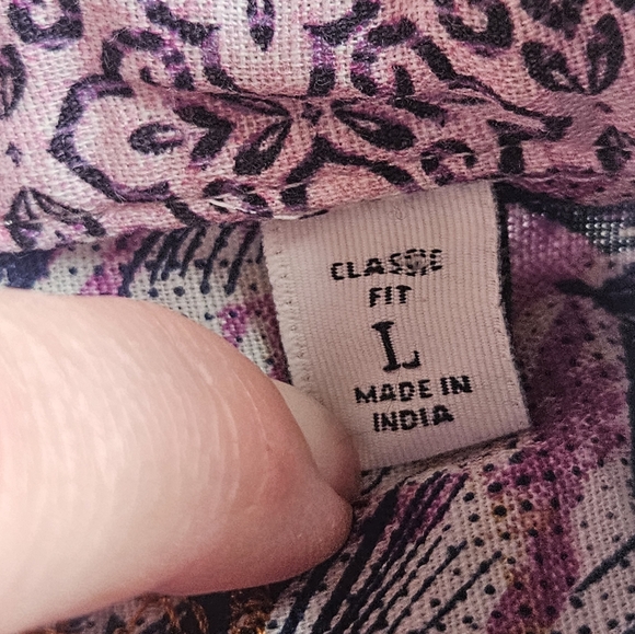 Robert Graham Rory Print Multi-Color Linen Blend Short Sleeve Button Front Large - Picture 6 of 9